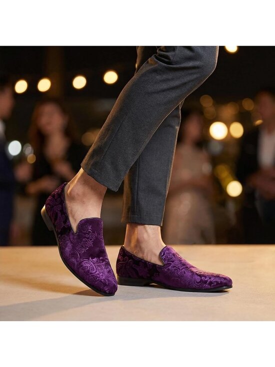 AUSTIN MILL Men\'s Purple Rubber Suede Loafers Flats Tuxedo Wedding Prom Shoes main image 6